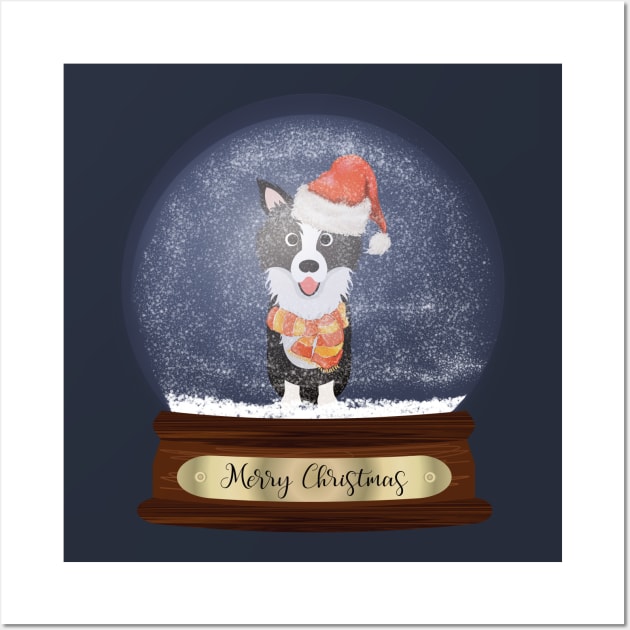 Border Collie Christmas Gift Wall Art by DoggyStyles